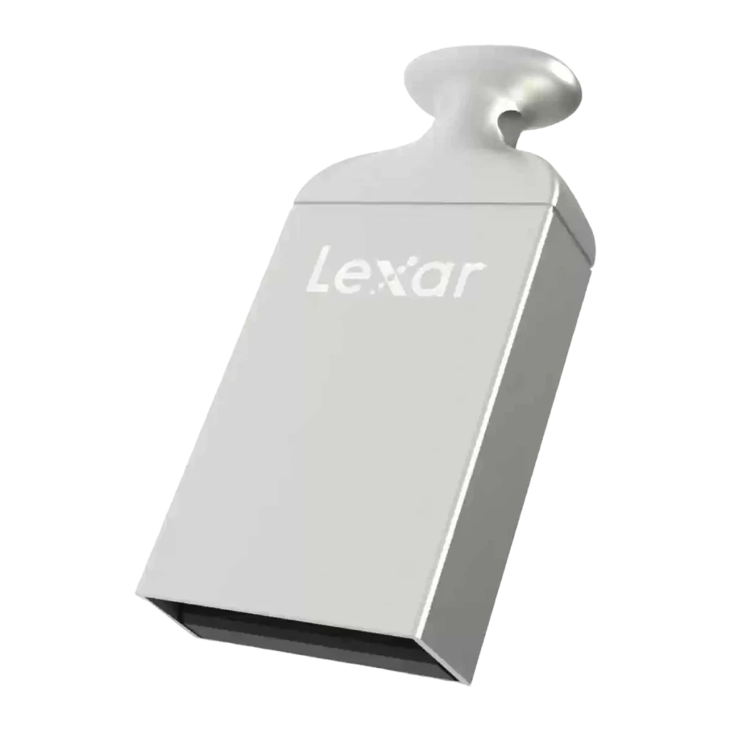 Pendrive Lexar JumpDrive M22 64GB USB 2.0 Acero Inoxidable, detalle: cuerpo metálico con logo Lexar y anilla de llavero