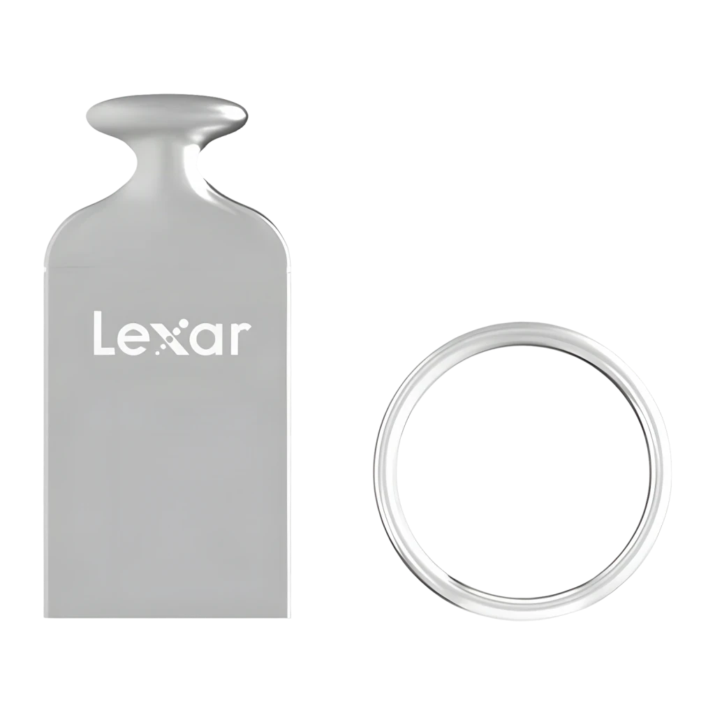 Pendrive Lexar JumpDrive M22 64GB USB 2.0 Acero Inoxidable, detalle: cuerpo metálico con logo Lexar y anilla separada