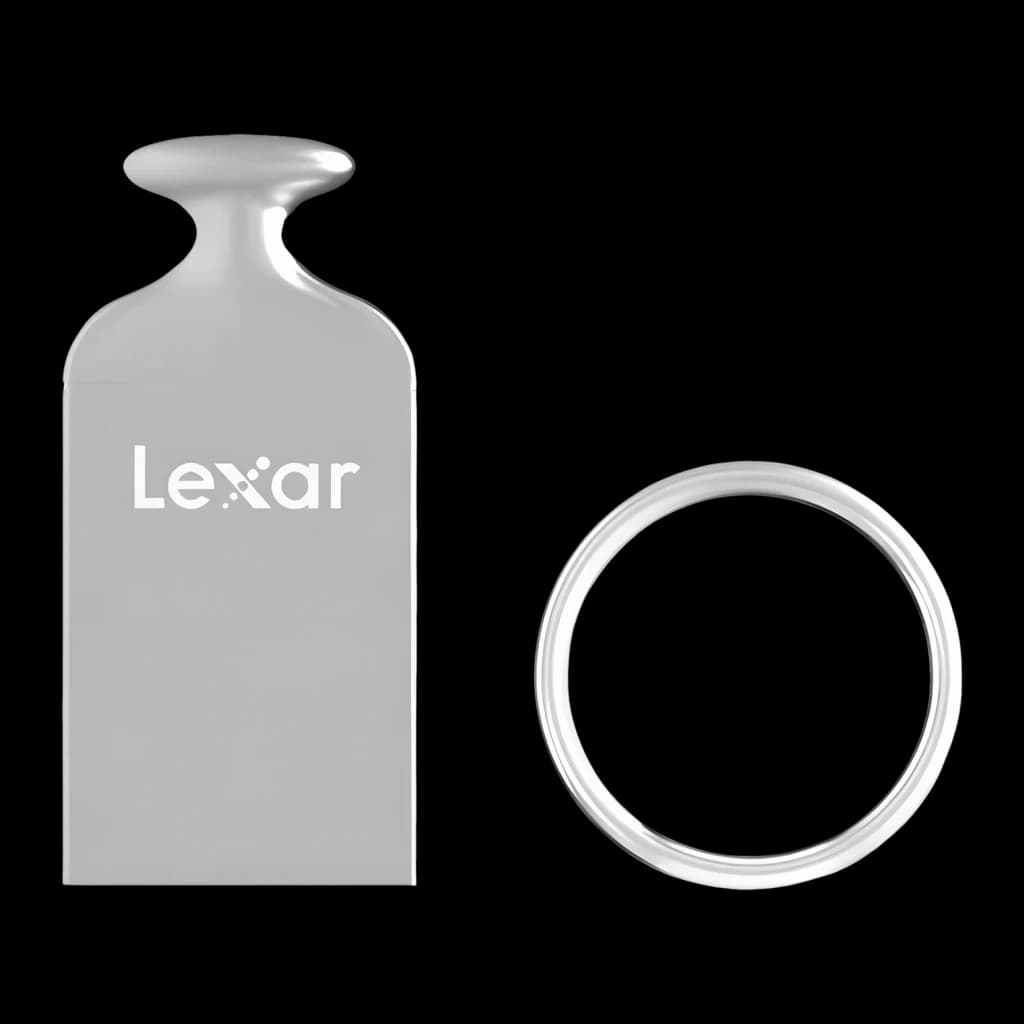 Pendrive Lexar JumpDrive M22 64GB USB 2.0 Acero Inoxidable, detalle: cuerpo metálico con logo Lexar y anilla separada