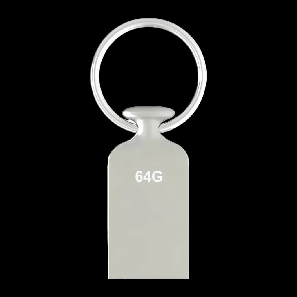 Pendrive Lexar JumpDrive M22 64GB USB 2.0 Acero Inoxidable, vista trasera: cuerpo metálico liso con grabado 64G y anilla