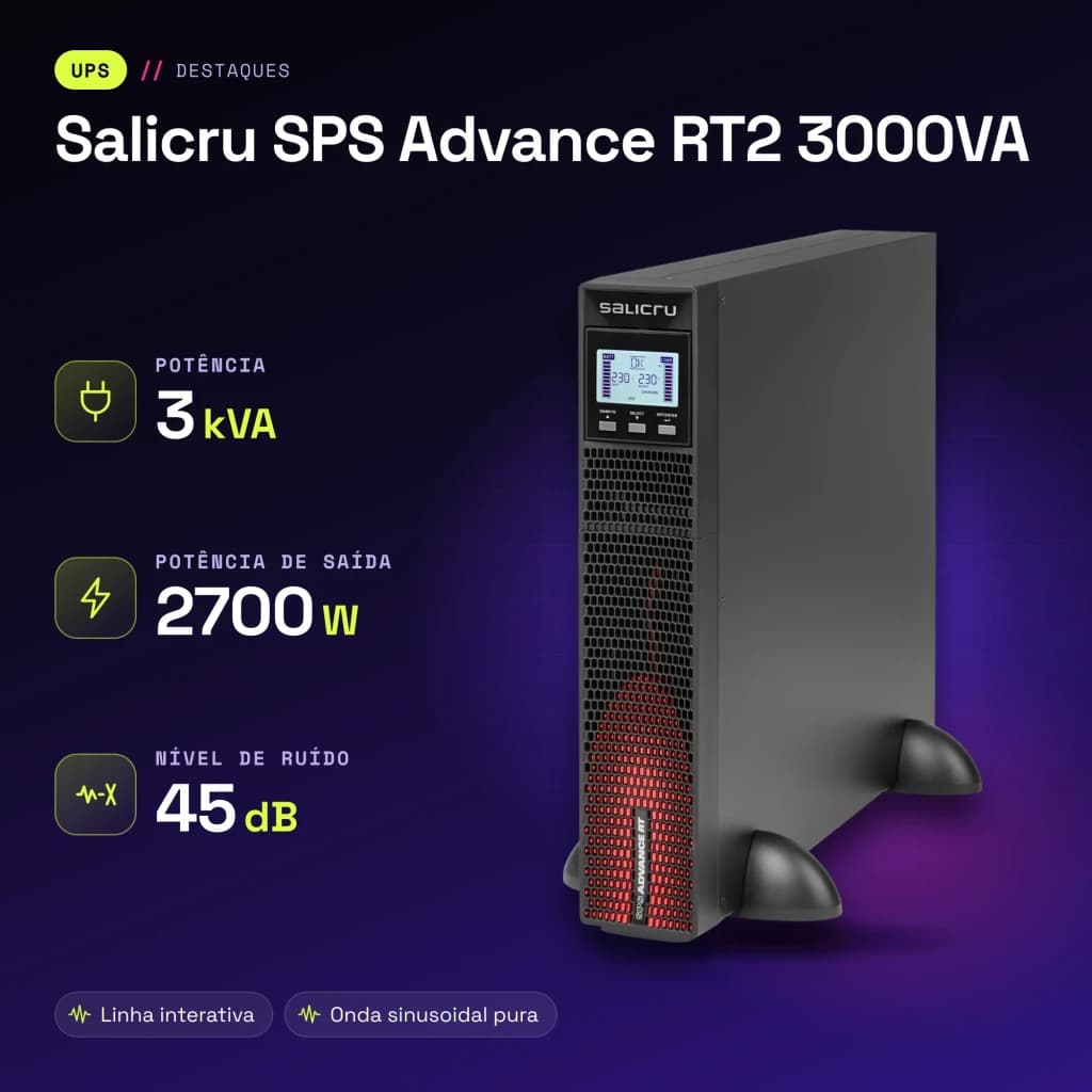 UPS Salicru SPS Advance RT2 3000VA Linha Interativa 2700W Preto - características