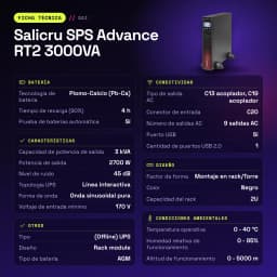UPS Salicru SPS Advance RT2 3000VA Linha Interativa 2700W Preto - características