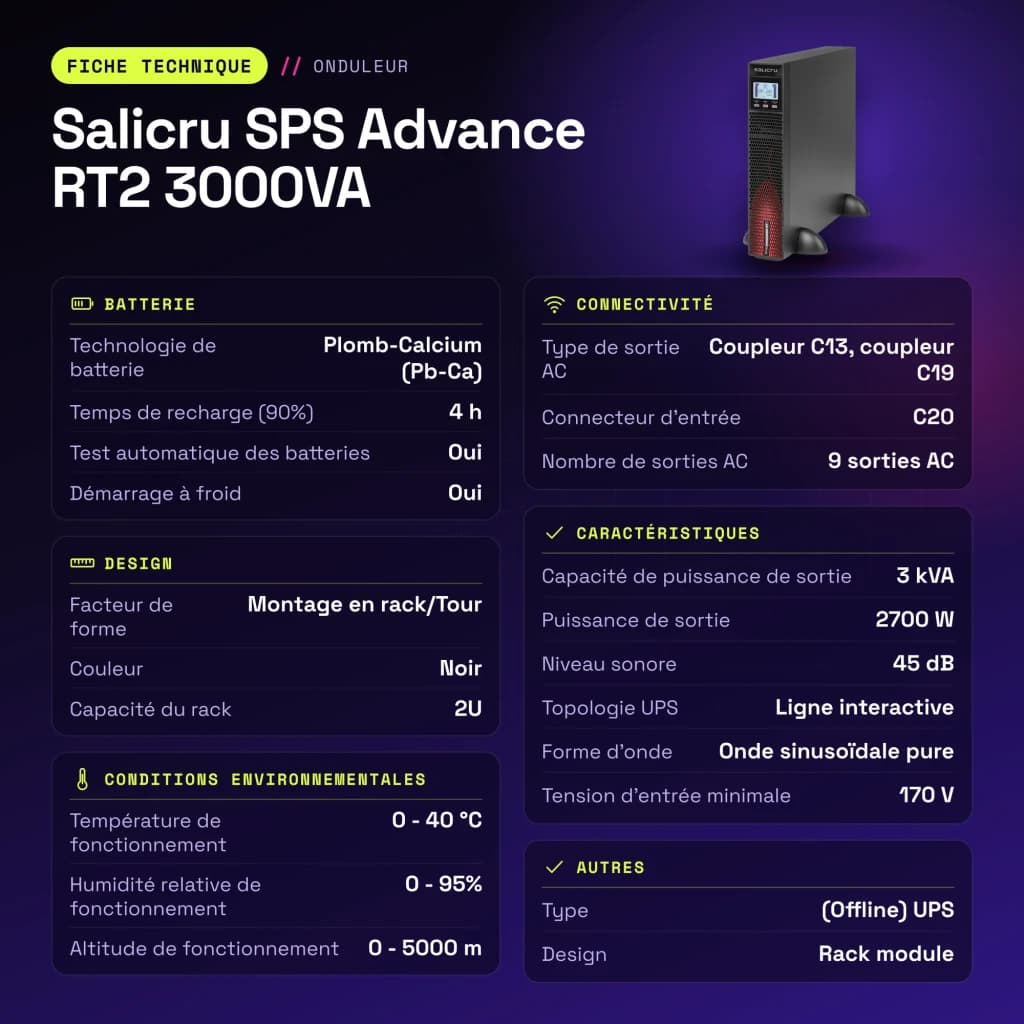 UPS Salicru SPS Advance RT2 3000VA Linha Interativa 2700W Preto - características