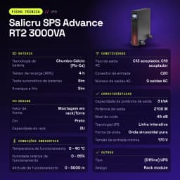UPS Salicru SPS Advance RT2 3000VA Linha Interativa 2700W Preto - características