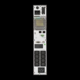 UPS Salicru SPS Advance RT2 3000VA Linha Interativa 2700W, vista traseira: tomadas IEC, portas USB e RS-232, grelha