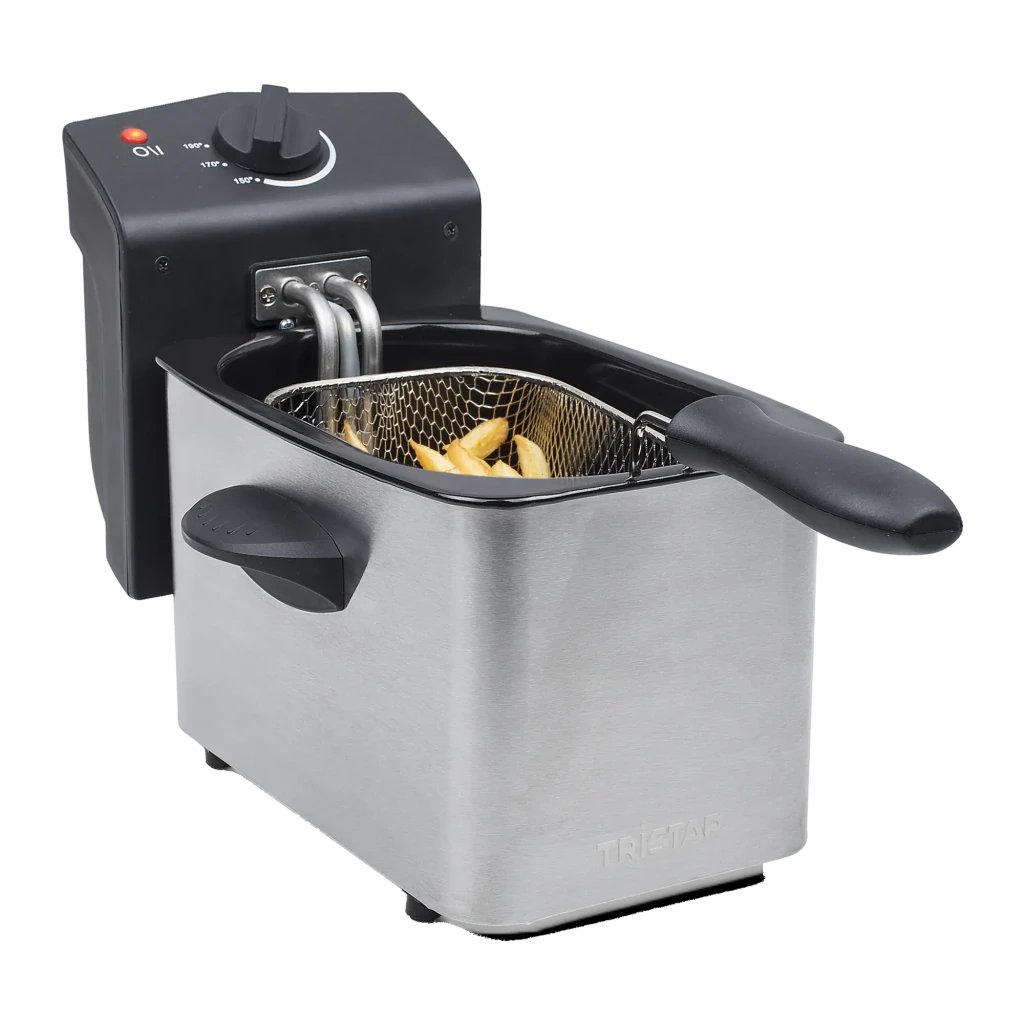 Tristar FR-6919 Freidora de Aceite de 2L y 800W, Compacta con Cuerpo de Acero en Negro