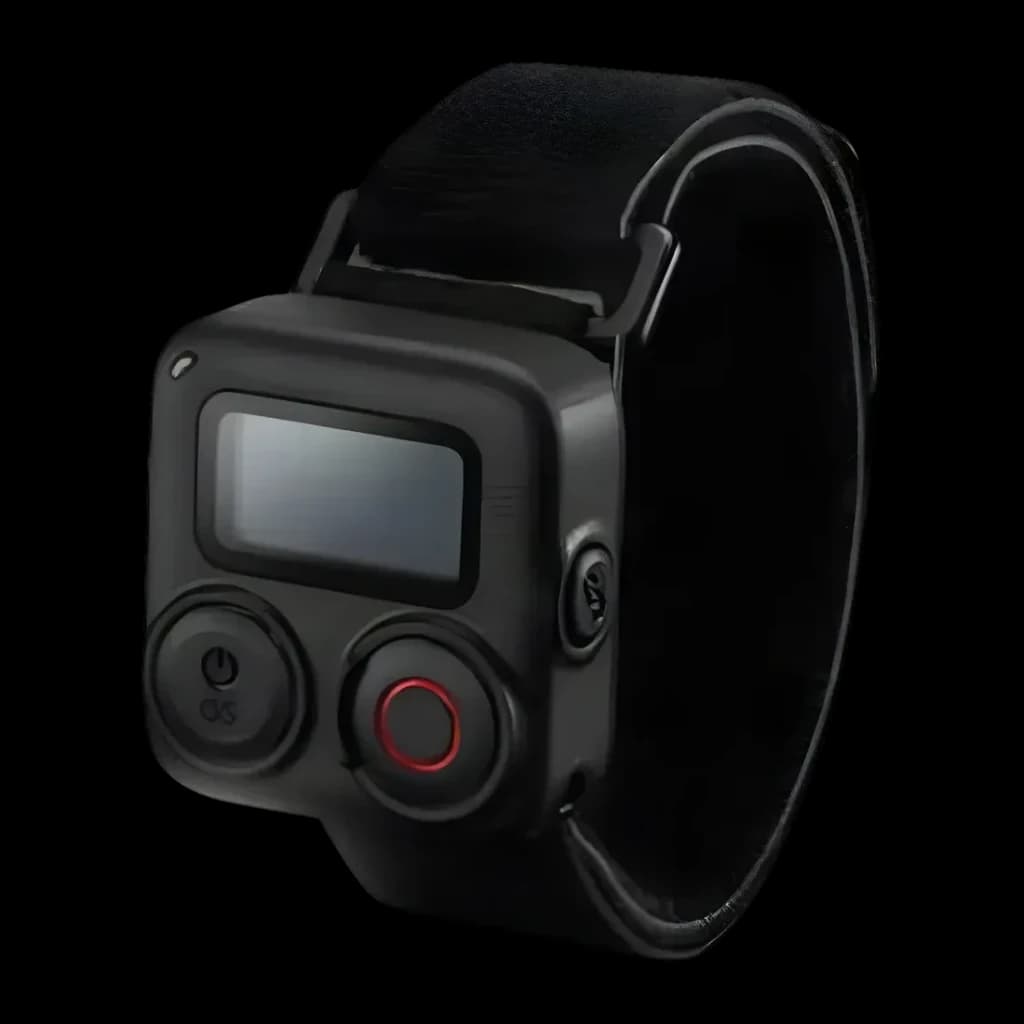 Comando DJI Osmo Action GPS Bluetooth Remote Controller Preto, vista frontal: ecrã, botão de energia e botão de gravação