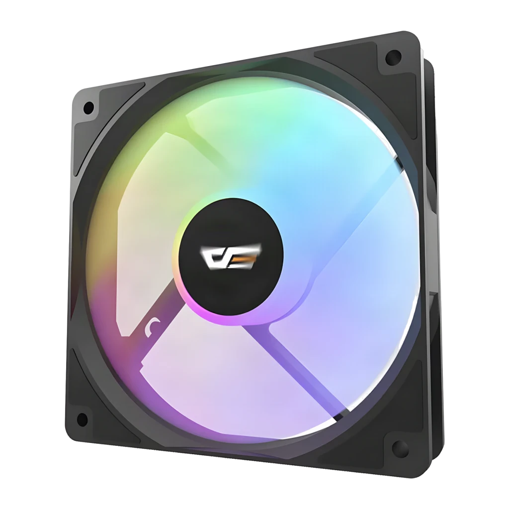 Ventilateur PC Darkflash CL12 LED 52,46 CFM 25,52 dBA 120mm Noir, détail: pale translucide avec éclairage RGB arc-en-ciel