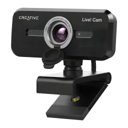 Webcam Creative Labs Live! Cam Sync 1080p V2 Full HD 1080p Preto, detalhe: lente F2.4 de 4 elementos, grelhas de microfone