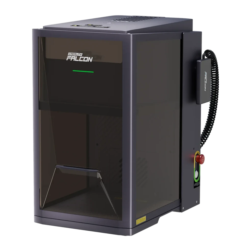 Boîtier de gravure Creality Falcon T1 Diode 20W avec caisson fermé, fenêtre teintée, voyant LED vert, ventilation supérieure et bouton arrêt d urgence