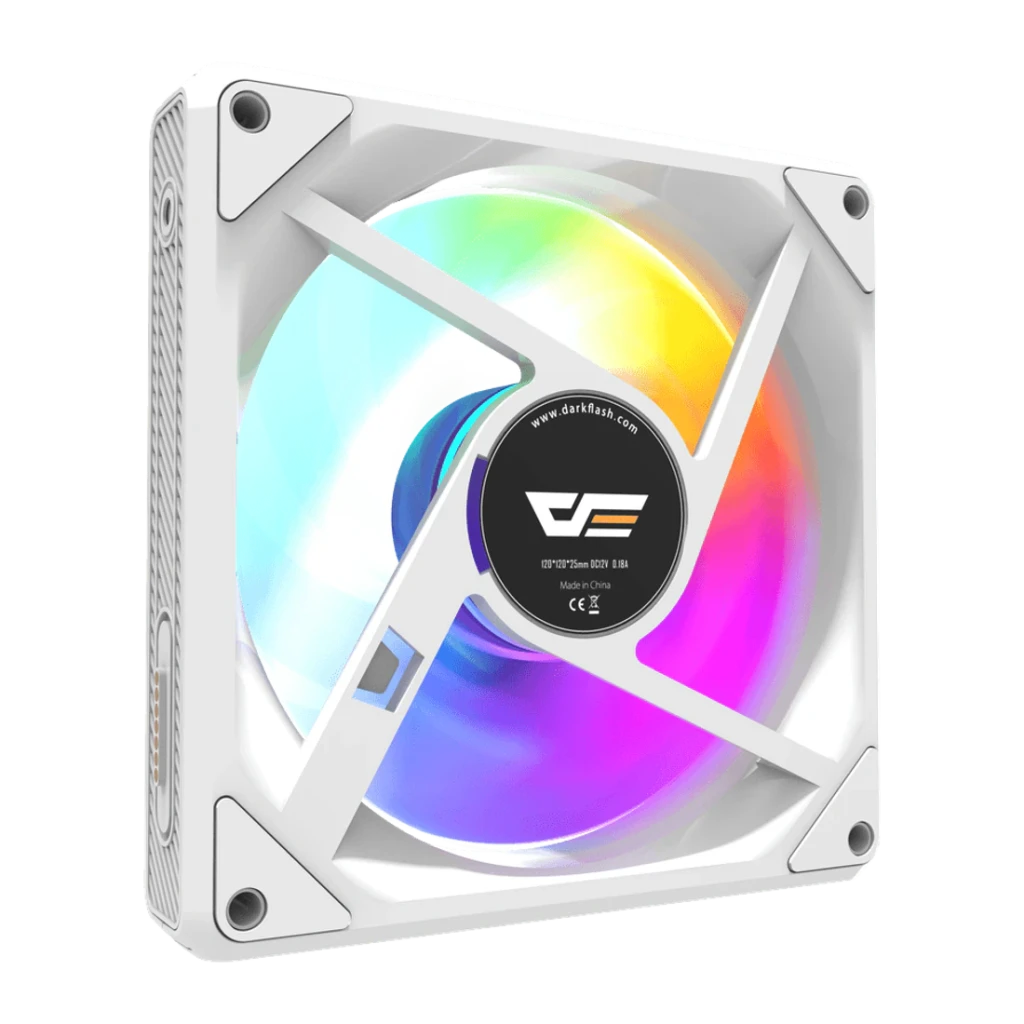 Kit de ventilateurs Darkflash Gauss G24 3 en 1 120 mm ARGB Blanc, vue arrière: cadre blanc avec pales translucides