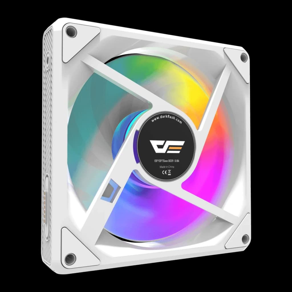 Kit de ventilateurs Darkflash Gauss G24 3 en 1 120 mm ARGB Blanc, vue arrière: cadre blanc avec pales translucides