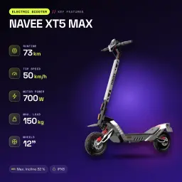 Patinete Eléctrico NAVEE XT5 MAX 700W 110km 25km/h 12 pulgadas - características