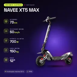 Patinete Eléctrico NAVEE XT5 MAX 700W 110km 25km/h 12 pulgadas - características