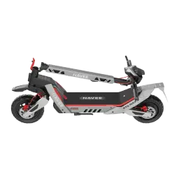Patinete Eléctrico NAVEE XT5 MAX 700W 110km 25km/h 12 pulgadas, detalle lateral: manillar plegado, frenos de disco rojos