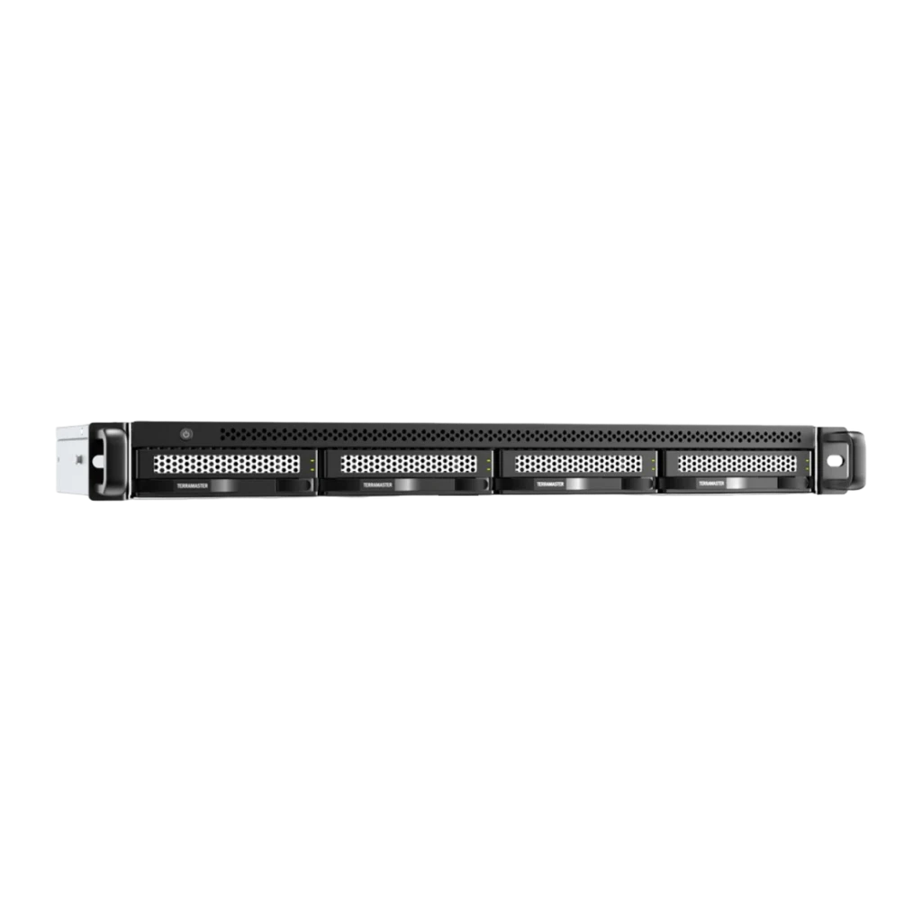 Boîtier DAS TerraMaster 4 Baies Sans Disques USB 3.2 Gen 2 10Gb/s D4-320U, détail: panneau avant avec 4 baies amovibles