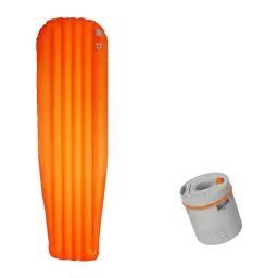 Colchão Insuflável Flextail Tiny R05 AVS Múmia Laranja, detalhe: colchão insuflado com câmaras de ar e bomba elétrica
