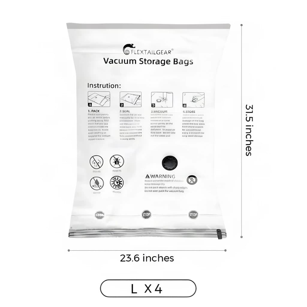 Sacs sous vide Flextail Vacuum L Pack de 4 – 10-12 pulls par sac, dimensions 23,6 x 31,5 pouces, lot L x4