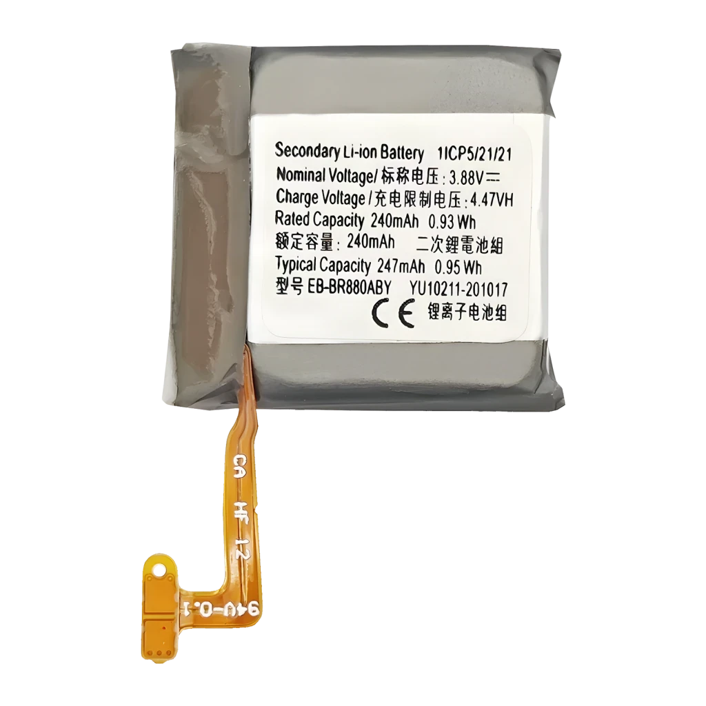 Batería de smartwatch Samsung Galaxy Watch 4 40mm / Classic 42mm Gris EB-BR880ABY, vista frontal: celda Li-ion gris