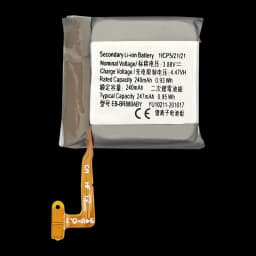 Bateria de smartwatch Samsung Galaxy Watch 4 40mm / Classic 42mm Cinzento EB-BR880ABY, vista frontal: célula Li-ion cinzenta