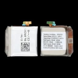 Bateria de smartwatch Samsung Galaxy Watch 4 40mm / Classic 42mm Cinzento EB-BR880ABY, detalhe: frente e verso com etiqueta