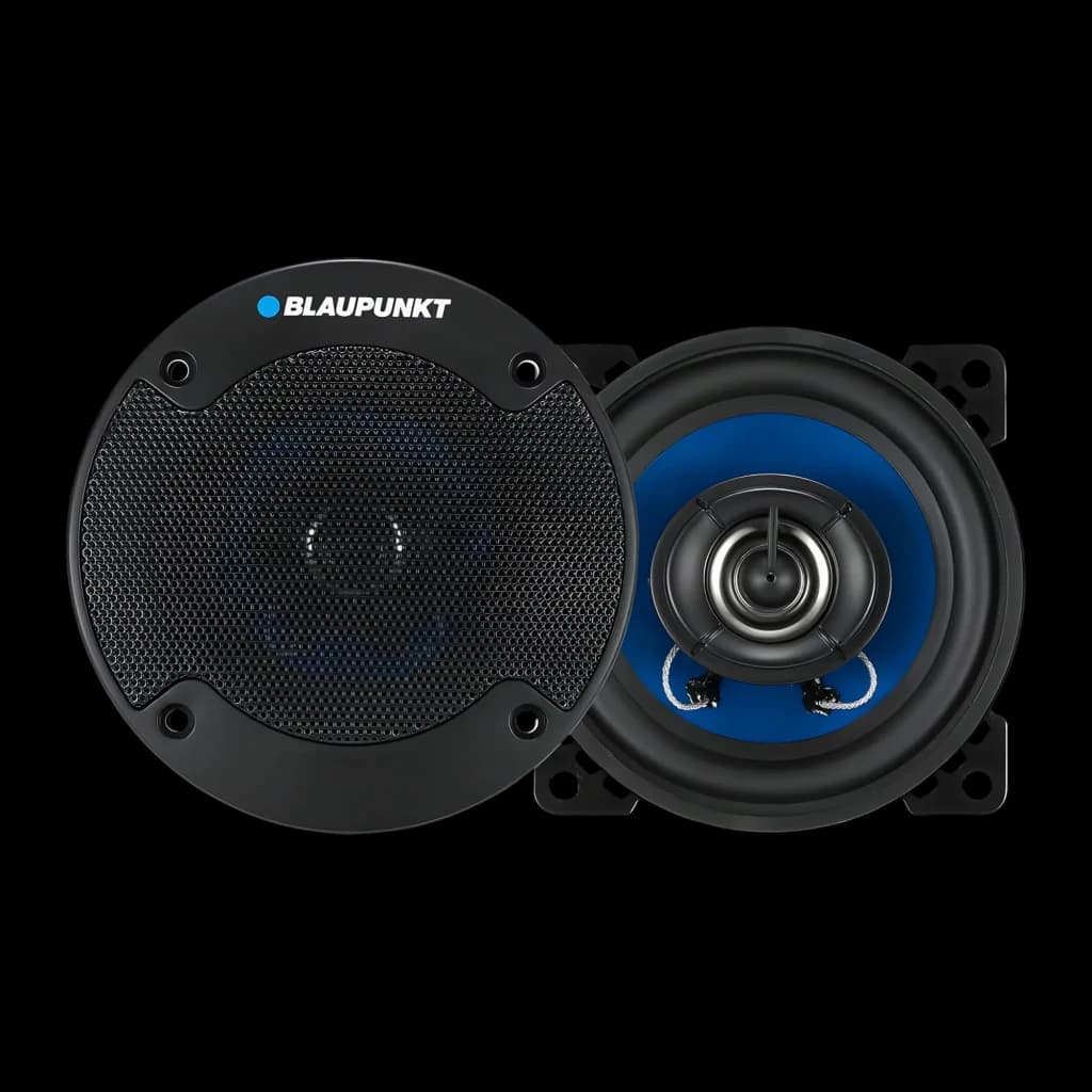 Altifalantes de carro Blaupunkt ICx 402 2 vias 25W RMS Preto, vista frontal: grelha preta com logótipo e altifalante