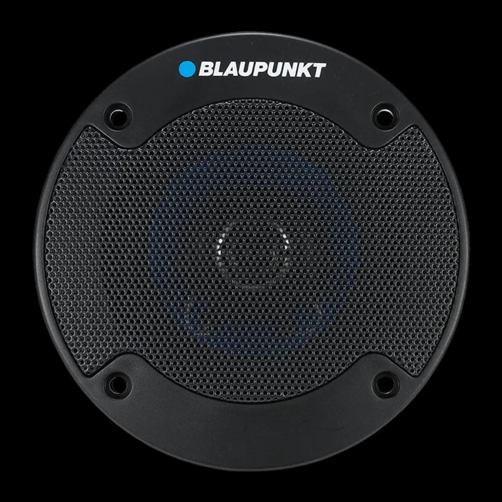 Altifalantes de carro Blaupunkt ICx 402 2 vias 25W RMS Preto, detalhe: grelha frontal preta com logótipo Blaupunkt e furos