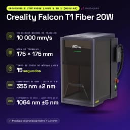 Graveur Laser Creality Falcon T1 Fiber 20W Fibre IR 175×175mm ±0,01mm - caractéristiques