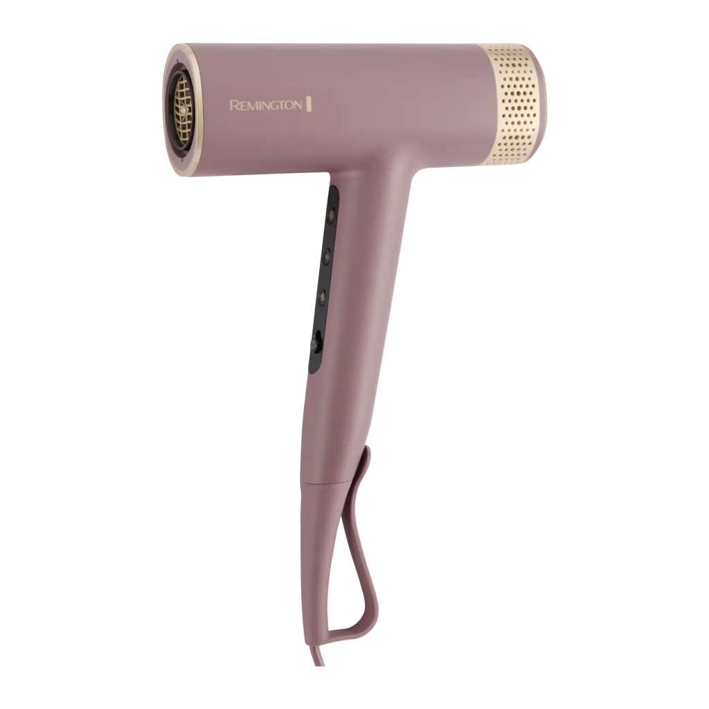 Secador de pelo Remington AIRvive EC8930 Iónico Motor Digital DC 1600W Rosa, vista frontal: cuerpo rosa con rejilla dorada