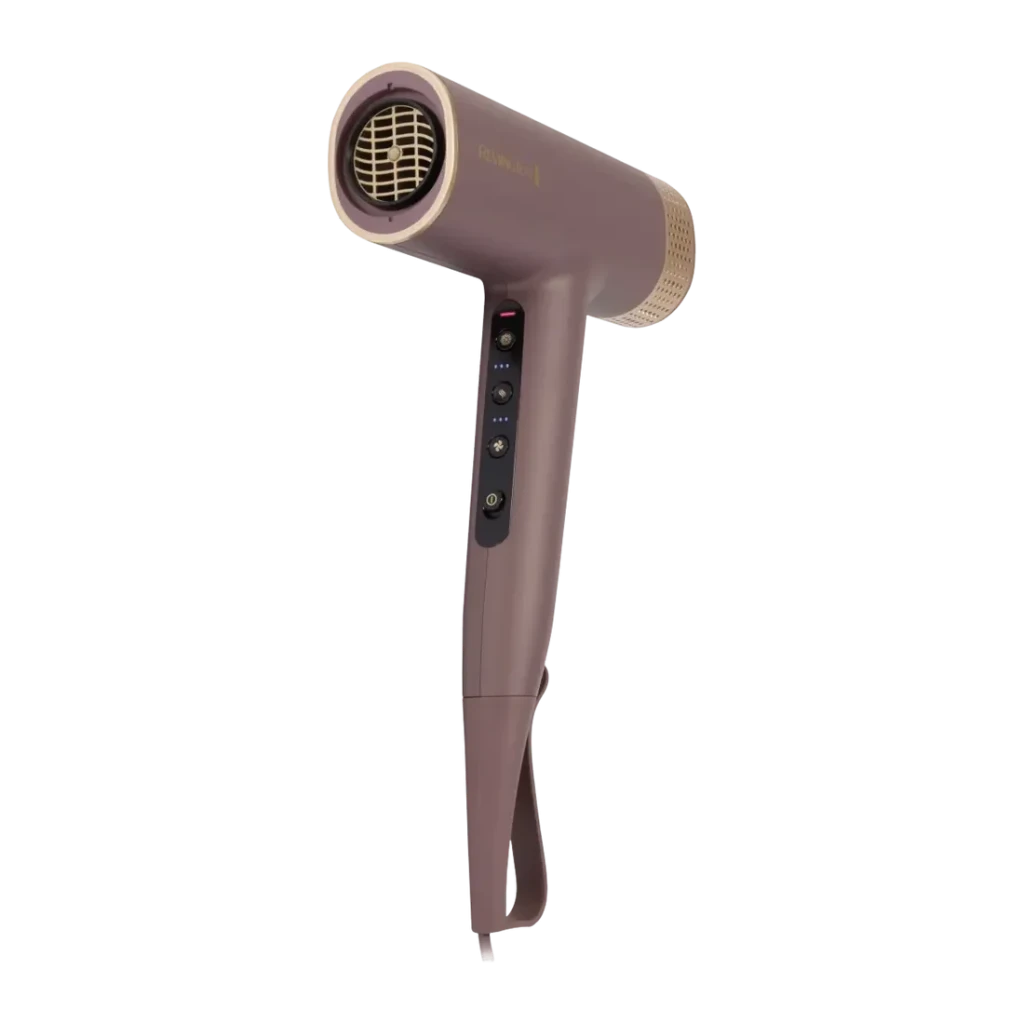 Secador de pelo Remington AIRvive EC8930 Iónico Motor Digital DC 1600W Rosa, detalle: vista lateral con rejilla frontal