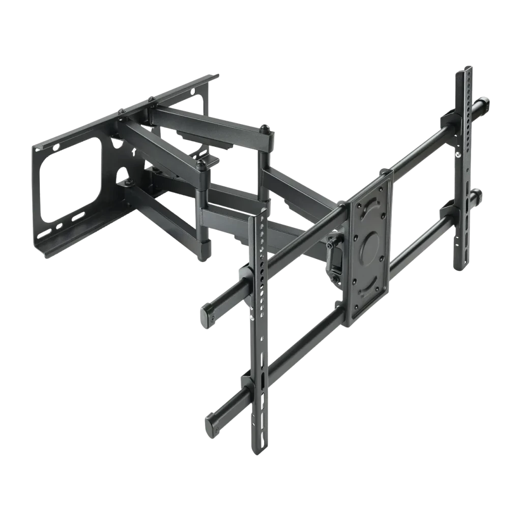 Support TV TooQ Noir Mural Orientable et Inclinable 43 pouces-90 pouces LP3790TN-B, vue de face: bras articulés déployés