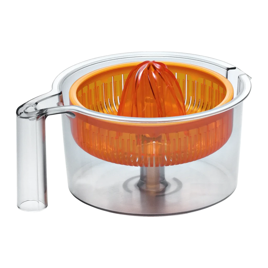 Espremedor Bosch para Robot de Cozinha MUM5 Laranja MUZ5ZP1, vista frontal: cone espremedor laranja com coador e recipiente