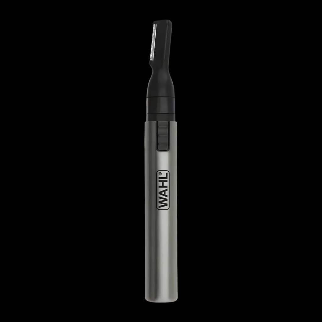 Aparador de nariz e orelhas Wahl Micro Groomsman Bateria AAA Preto/Prateado 5640-616, vista frontal: corpo prateado com logo