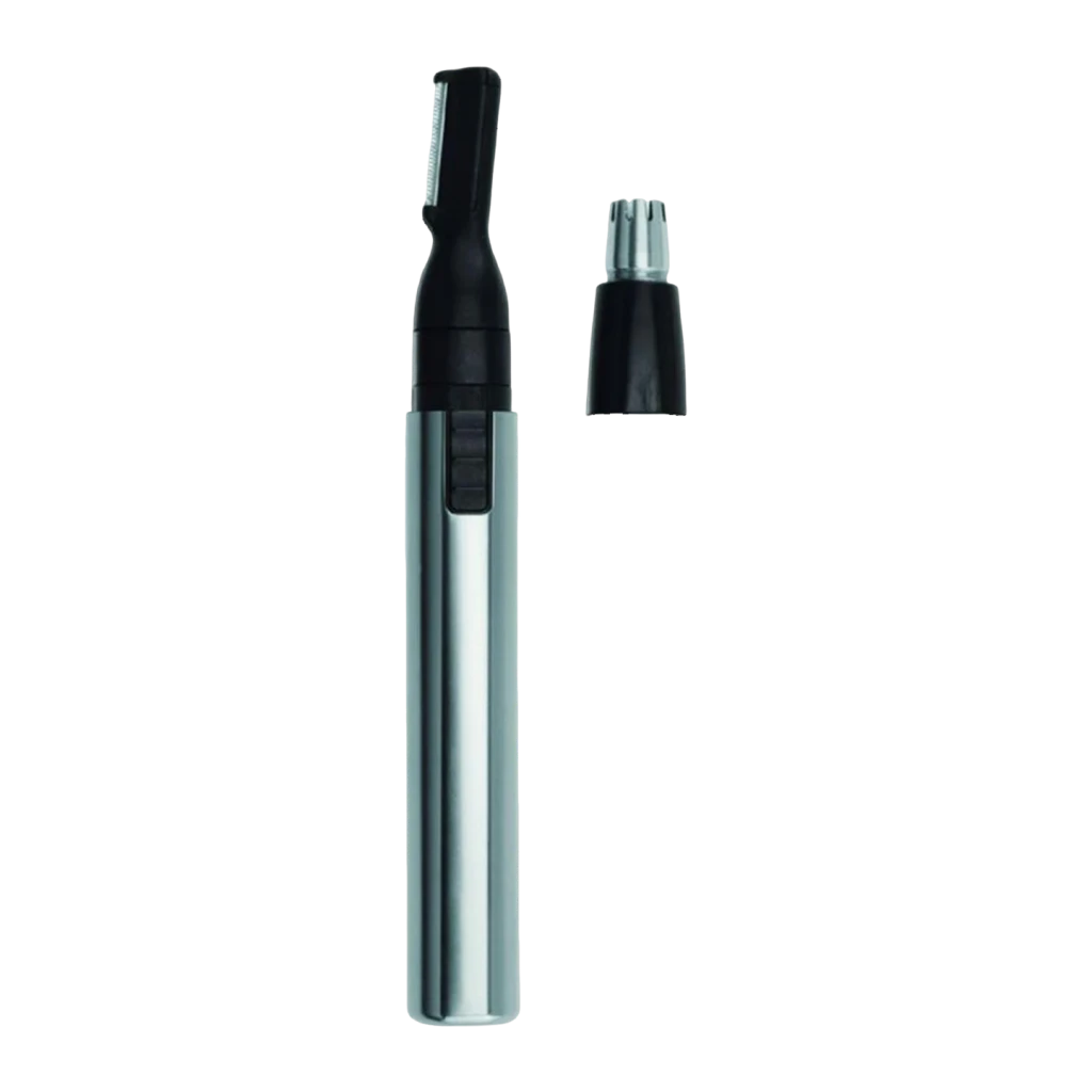 Aparador de nariz e orelhas Wahl Micro Groomsman Bateria AAA Preto/Prateado 5640-616, detalhe: corpo prateado com cabeça