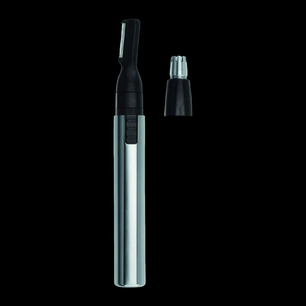 Aparador de nariz e orelhas Wahl Micro Groomsman Bateria AAA Preto/Prateado 5640-616, detalhe: corpo prateado com cabeça