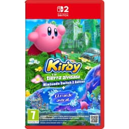 Jeu vidéo Nintendo Kirby and the Forgotten Land Nintendo Switch 2 Edition, vue de face: pochette avec Kirby dans ville