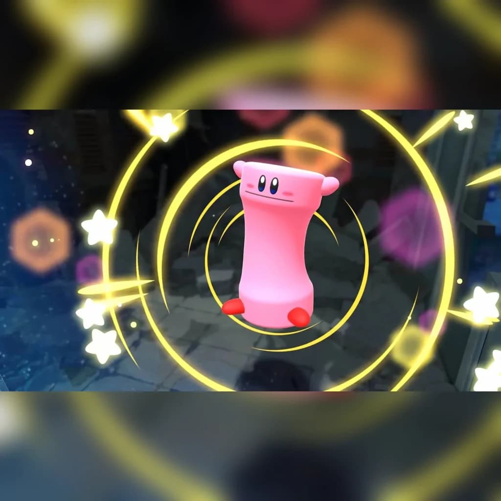 Jeu vidéo Nintendo Kirby and the Forgotten Land Nintendo Switch 2 Edition, en cours d'utilisation: Kirby étiré