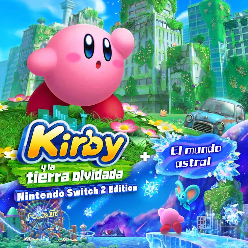 Jeu vidéo Nintendo Kirby and the Forgotten Land Nintendo Switch 2 Edition, en cours d'utilisation: Kirby rose dans ville