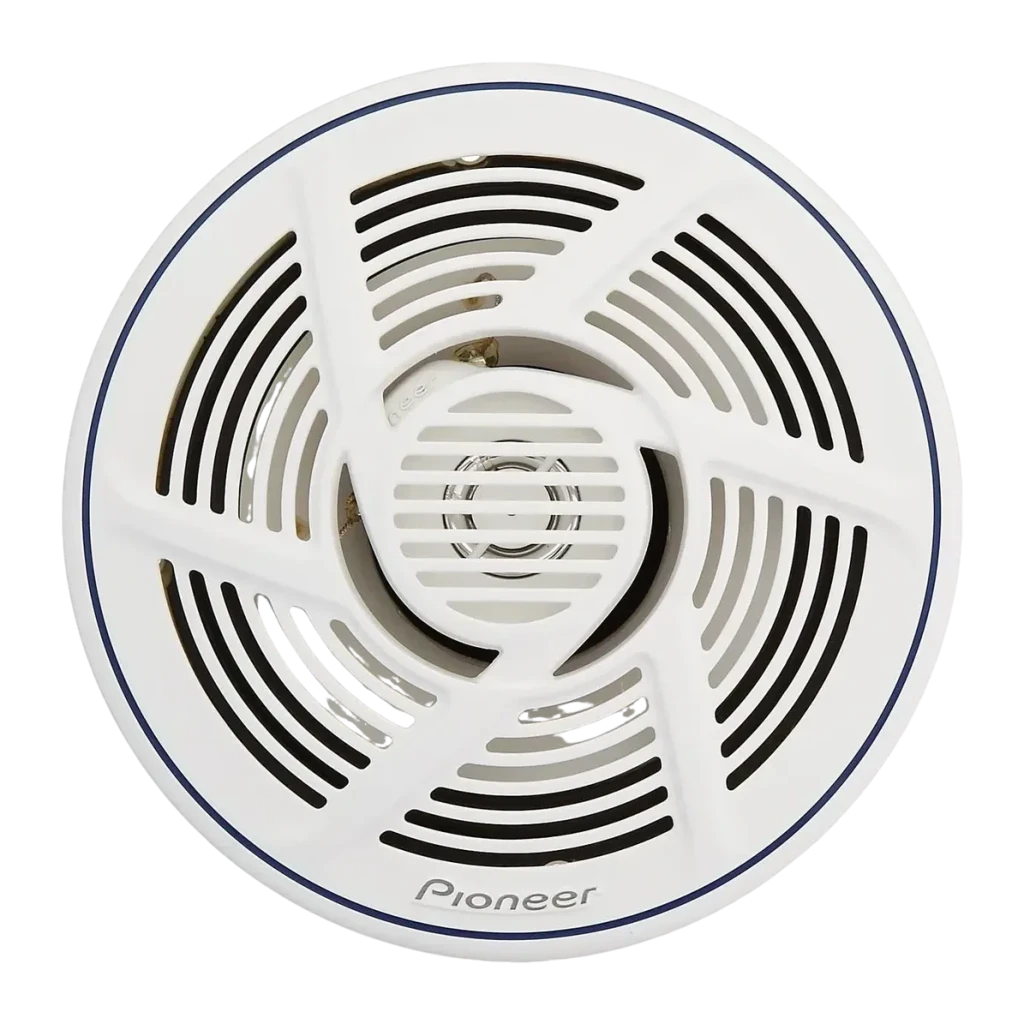 Altavoces marinos Pioneer 30W RMS 2 vías 16cm Blanco TS-MR1640, detalle: rejilla frontal circular con tweeter central
