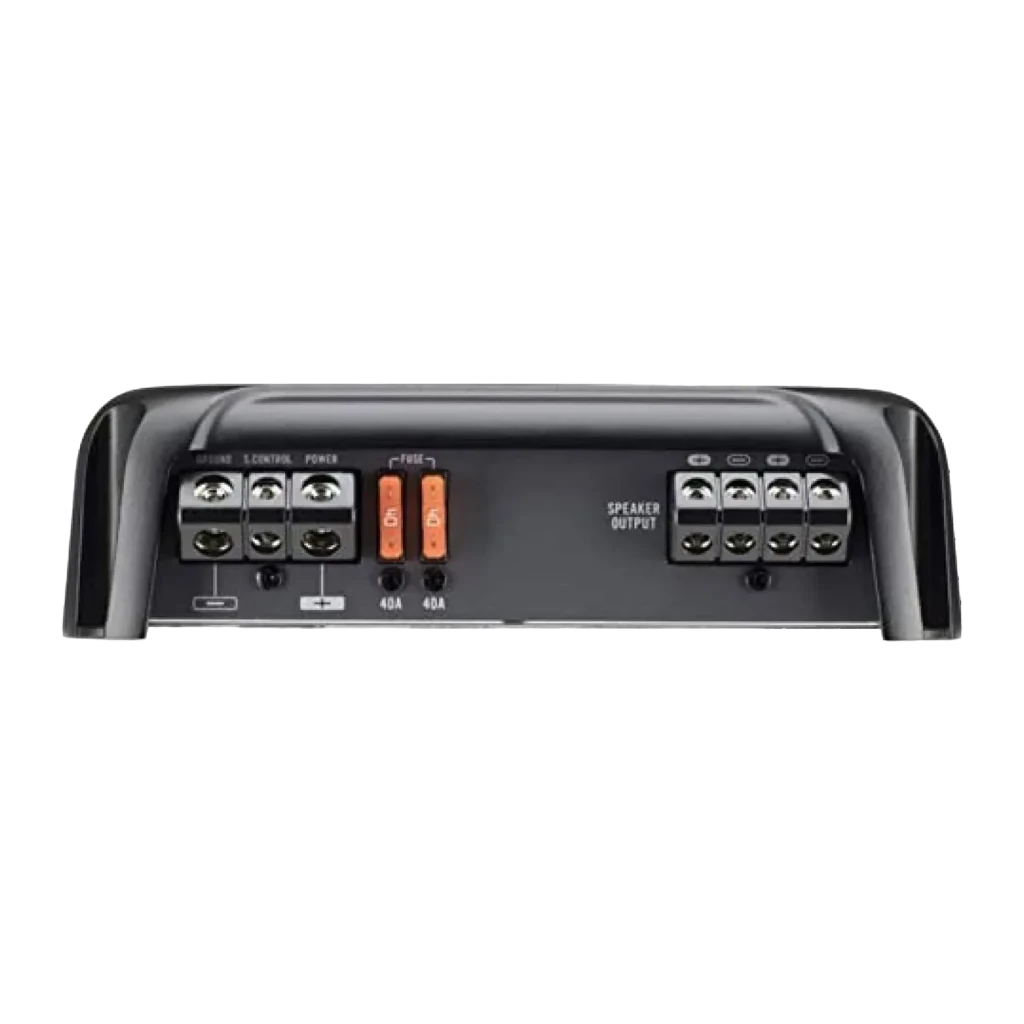 Amplificateur auto Pioneer 1 canal (Monocanal) Pour Subwoofer 1600W Classe D Noir GM-D8701, vue arrière: bornes