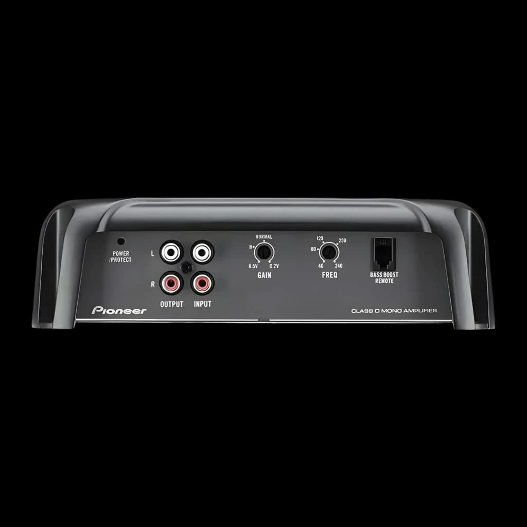 Amplificateur auto Pioneer 1 canal (Monocanal) Pour Subwoofer 1600W Classe D Noir GM-D8701, détail: panneau de connexions