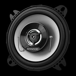 Altifalantes de carro Kenwood 21W RMS Preto KFC-S1067, detalhe frontal: cone, tweeter central e logótipo Kenwood