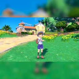 Jeu Nintendo Pokémon Écarlate pour Switch (édition standard), en cours d'utilisation: protagoniste dans village ensoleillé