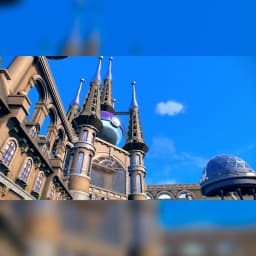 Jeu Nintendo Pokémon Écarlate pour Switch (édition standard), en jeu: académie avec dôme Poké Ball géant sous ciel bleu