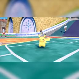 Jeu Nintendo Pokémon Écarlate pour Switch (édition standard), en cours d'utilisation: Pikachu sur terrain coloré