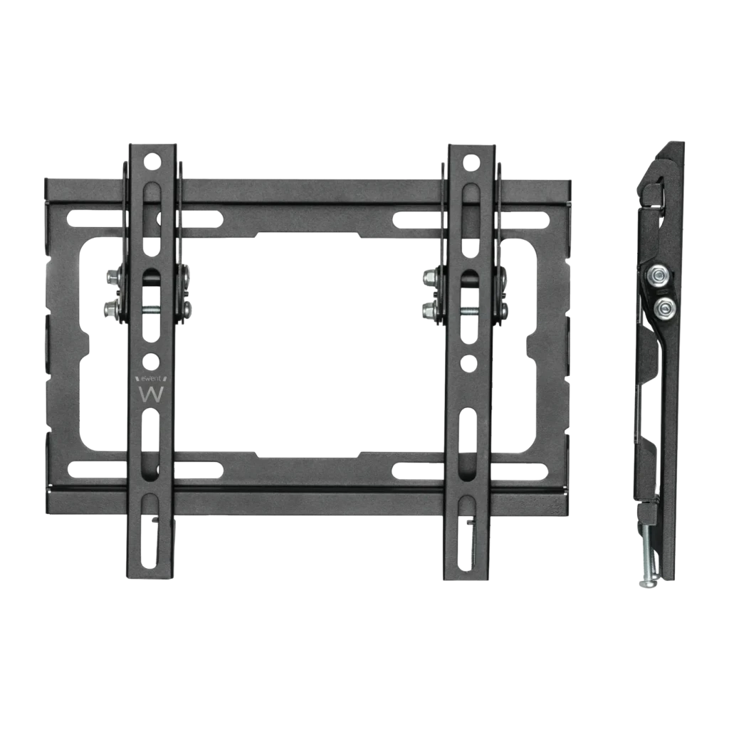 Soporte TV Ewent EW1506 Easy Tilt Negro Pared Inclinable 8° 23-42 pulgadas, detalle: vista frontal y lateral del bracket