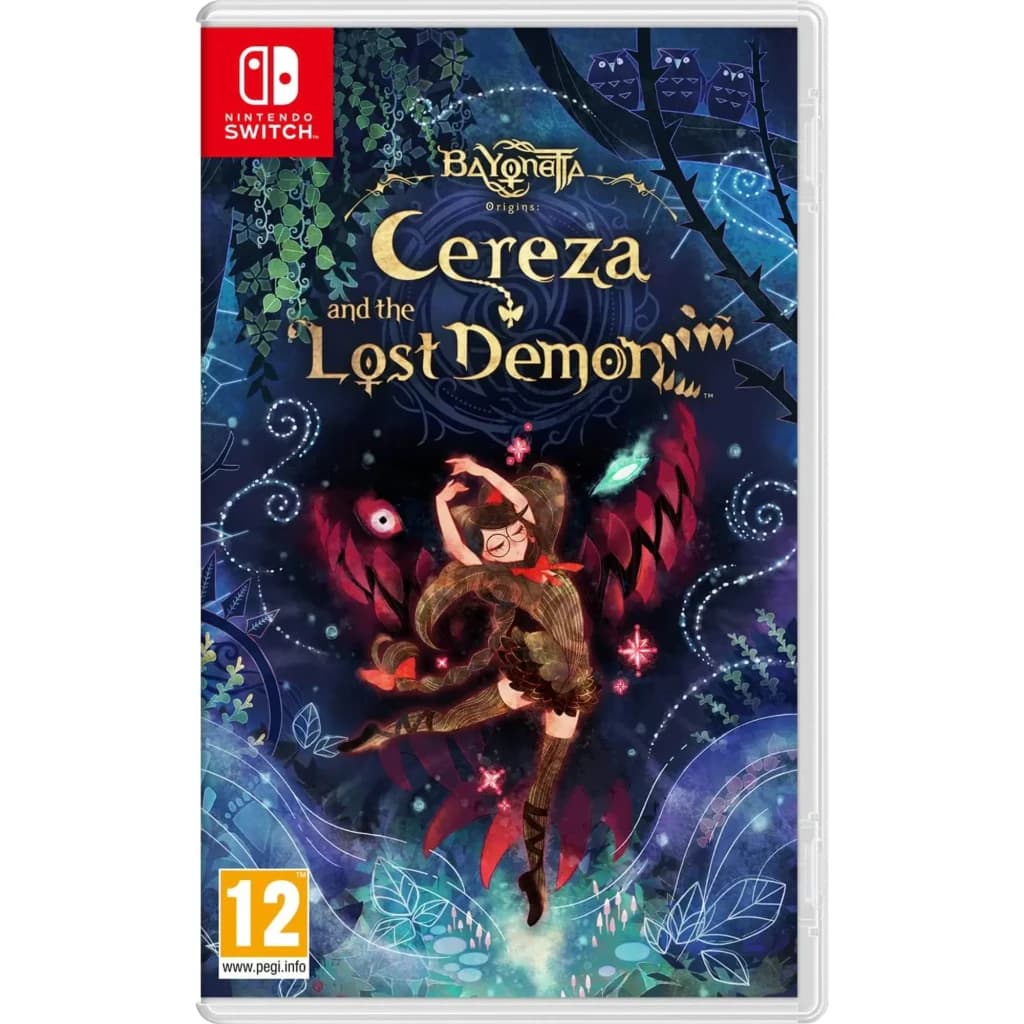 Jogo de vídeo da Nintendo «Bayonetta Origins: Cereza and the Lost Demon» para Switch, vista frontal: capa com Cereza