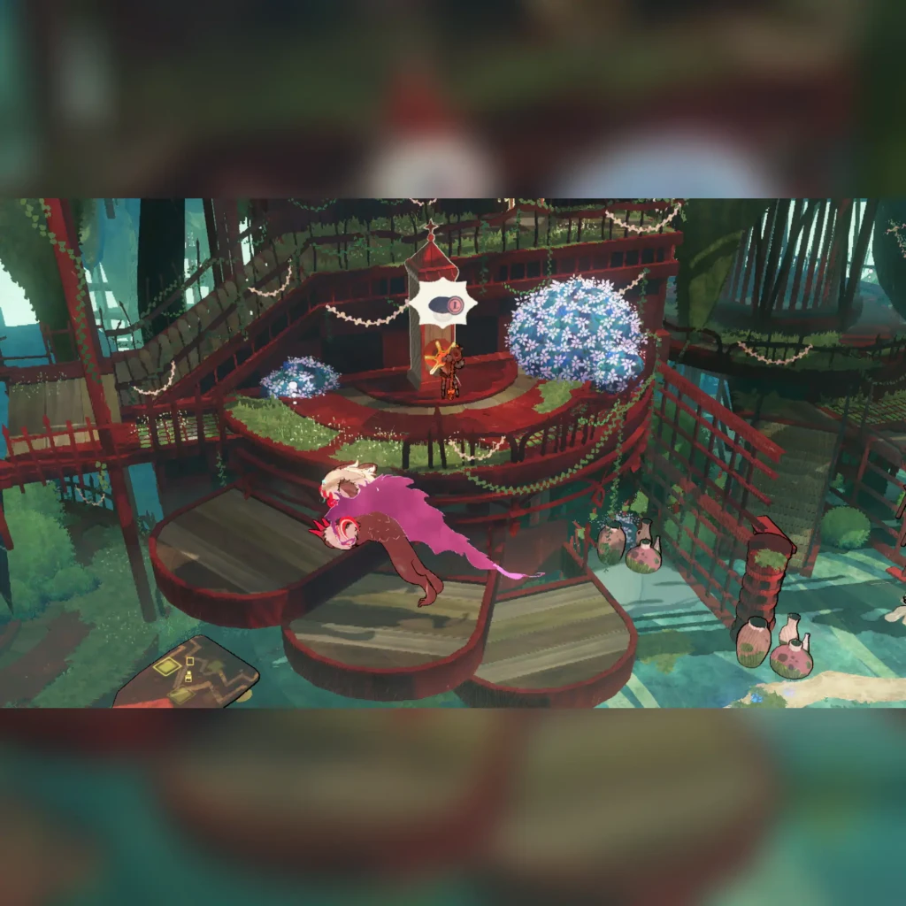 Jogo de vídeo da Nintendo «Bayonetta Origins: Cereza and the Lost Demon» para Switch, em uso: cenário arbóreo