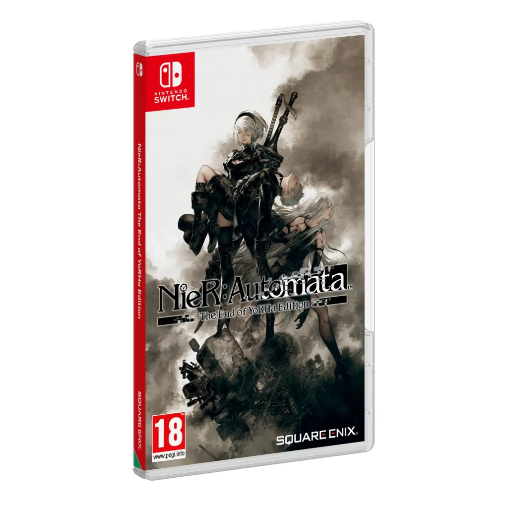 Videojuego Square Enix NieR:Automata The End of YoRHa Edition Nintendo Switch, detalle: carátula frontal con 2B y A2, lomo