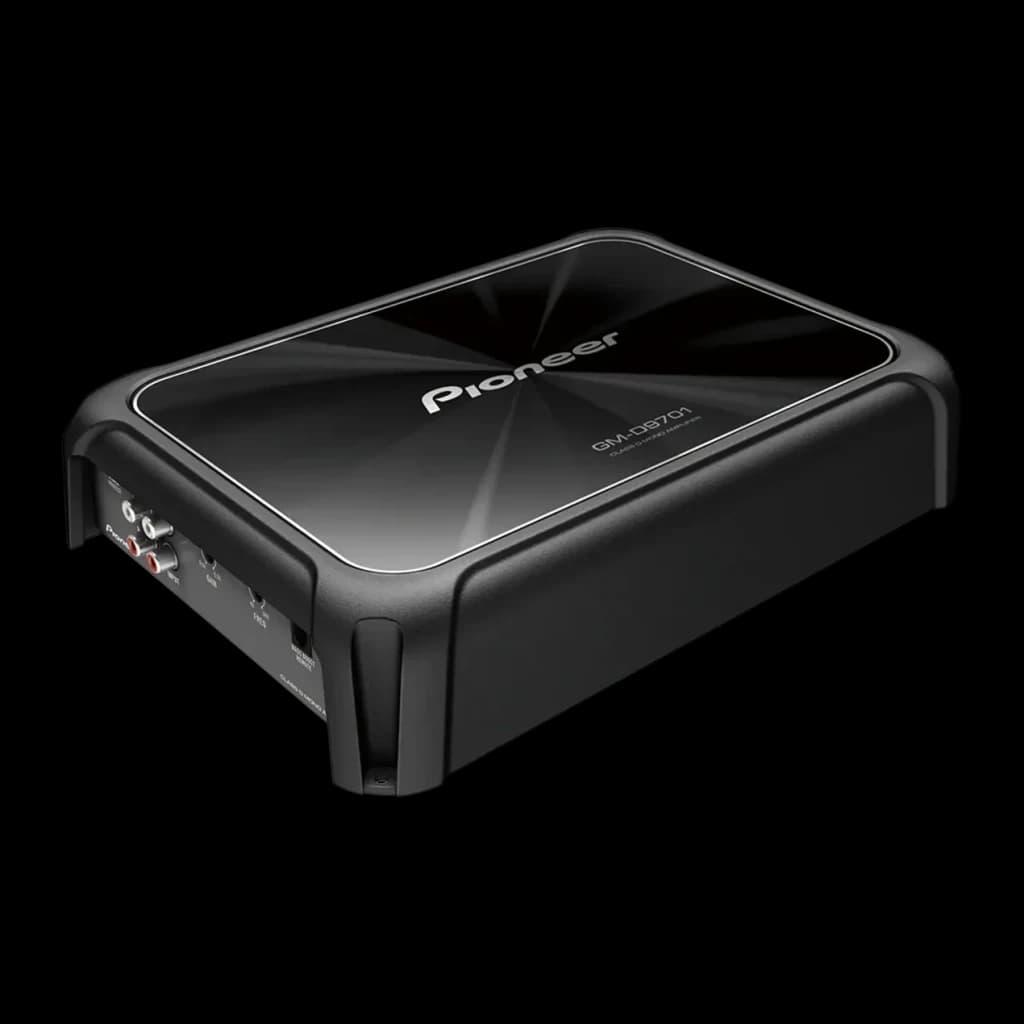 Amplificateur voiture Pioneer 1 Canal Monoblock 2400W Classe D Noir GM-D9701, vue de face: boîtier noir avec couvercle